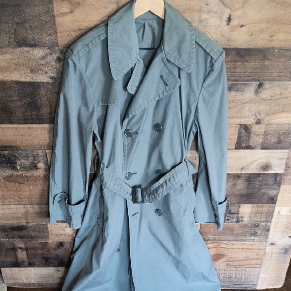 Vintage Military Quarpel Raincoat Cotton Nylon Oil Resistant Water Repellent 36R